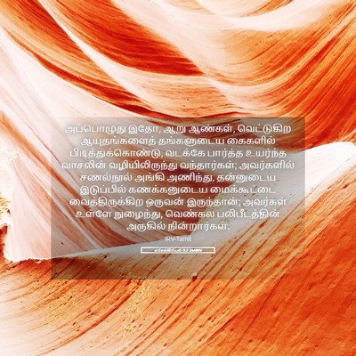 Picture 05 - எசேக்கியேல் 9:2 TAMIRV - அப்பொழுது இதோ, ஆறு - Bible Verse Picture