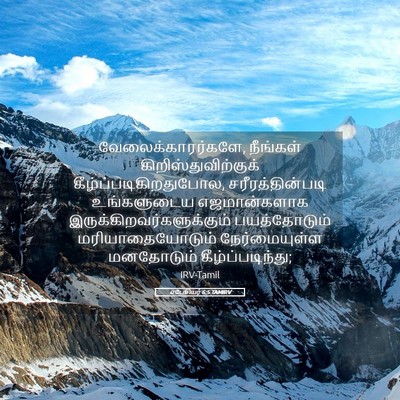 Picture 05 - எபேசியர் 6:5 TAMIRV - வேலைக்காரர்களே, - Bible Verse Picture