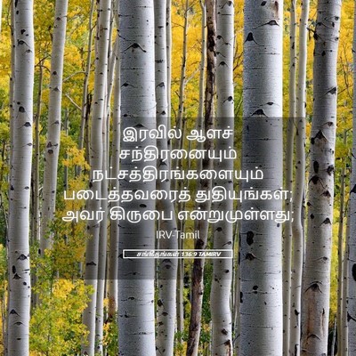 Picture 05 - சங்கீதங்கள் 136:9 TAMIRV - இரவில் ஆளச் - Bible Verse Picture