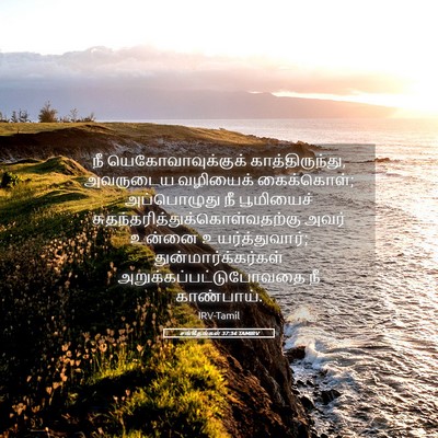 Picture 05 - சங்கீதங்கள் 37:34 TAMIRV - நீ யெகோவாவுக்குக் - Bible Verse Picture