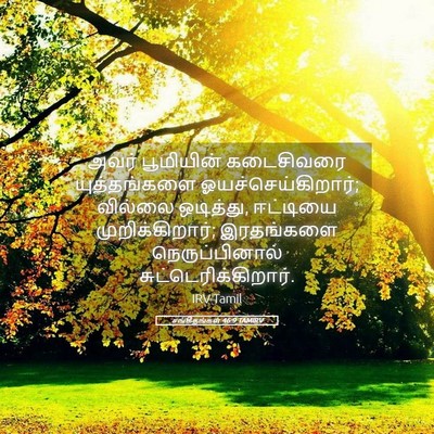 Picture 05 - சங்கீதங்கள் 46:9 TAMIRV - அவர் பூமியின் - Bible Verse Picture