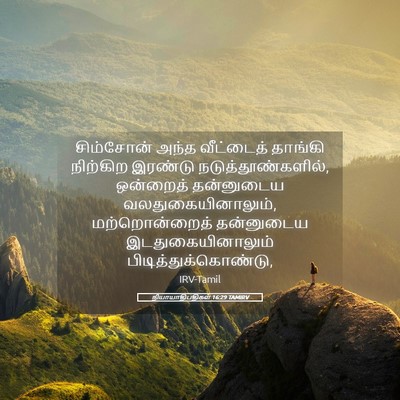Picture 05 - நியாயாதிபதிகள் 16:29 TAMIRV - சிம்சோன் அந்த - Bible Verse Picture