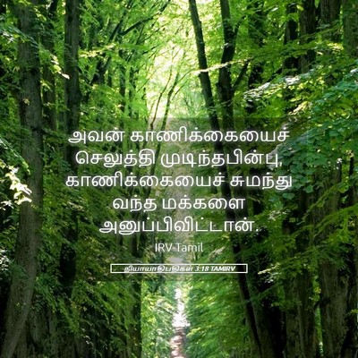 Picture 05 - நியாயாதிபதிகள் 3:18 TAMIRV - அவன் காணிக்கையைச் - Bible Verse Picture