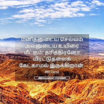 Picture 05 - நீதிமொழிகள் 13:8 TAMIRV - மனிதனுடைய செல்வம் - Bible Verse Picture