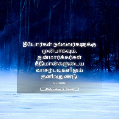 Picture 05 - நீதிமொழிகள் 14:19 TAMIRV - தீயோர்கள் - Bible Verse Picture