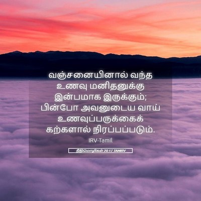Picture 05 - நீதிமொழிகள் 20:17 TAMIRV - வஞ்சனையினால் வந்த - Bible Verse Picture