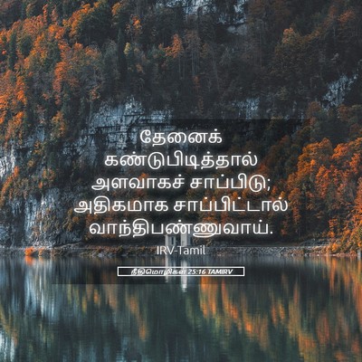 Picture 05 - நீதிமொழிகள் 25:16 TAMIRV - தேனைக் - Bible Verse Picture