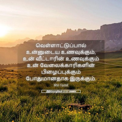 Picture 05 - நீதிமொழிகள் 27:27 TAMIRV - வெள்ளாட்டுப்பால் - Bible Verse Picture