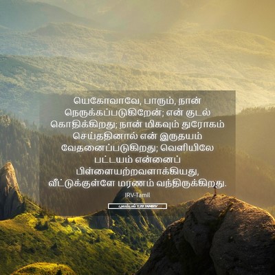 Picture 05 - புலம்பல் 1:20 TAMIRV - யெகோவாவே, பாரும், - Bible Verse Picture