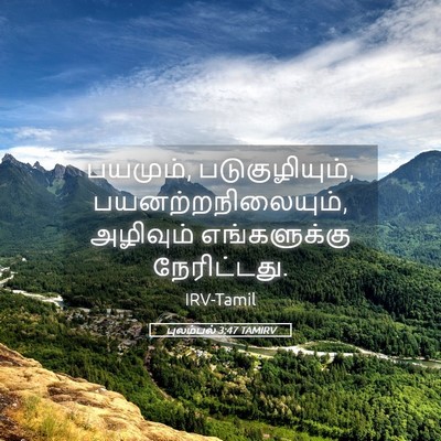 Picture 05 - புலம்பல் 3:47 TAMIRV - பயமும், - Bible Verse Picture
