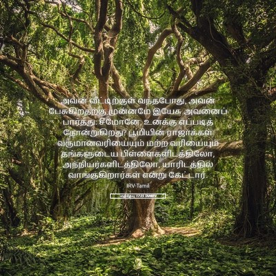 Picture 05 - மத்தேயு 17:25 TAMIRV - அவன் வீட்டிற்குள் - Bible Verse Picture