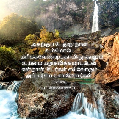 Picture 05 - மத்தேயு 26:35 TAMIRV - அதற்குப் பேதுரு: - Bible Verse Picture