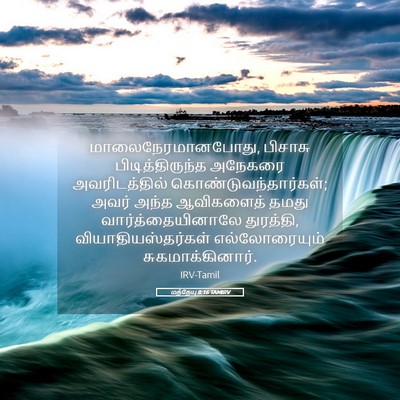 Picture 05 - மத்தேயு 8:16 TAMIRV - மாலைநேரமானபோது, - Bible Verse Picture