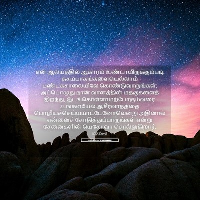 Picture 05 - மல்கியா 3:10 TAMIRV - என் ஆலயத்தில் - Bible Verse Picture