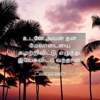 Picture 05 - மாற்கு 10:50 TAMIRV - உடனே அவன் தன் - Bible Verse Picture