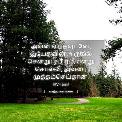 Picture 05 - மாற்கு 14:45 TAMIRV - அவன் வந்தவுடனே, - Bible Verse Picture