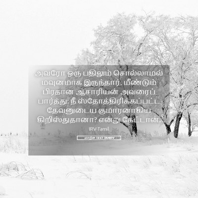 Picture 05 - மாற்கு 14:61 TAMIRV - அவரோ ஒரு பதிலும் - Bible Verse Picture
