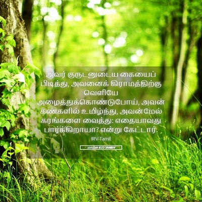 Picture 05 - மாற்கு 8:23 TAMIRV - அவர் குருடனுடைய - Bible Verse Picture