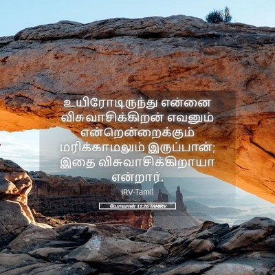 Picture 05 - யோவான் 11:26 TAMIRV - உயிரோடிருந்து - Bible Verse Picture
