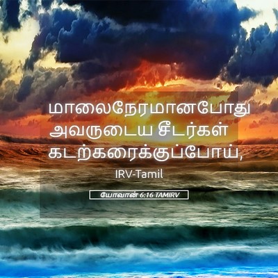Picture 05 - யோவான் 6:16 TAMIRV - மாலைநேரமானபோது - Bible Verse Picture