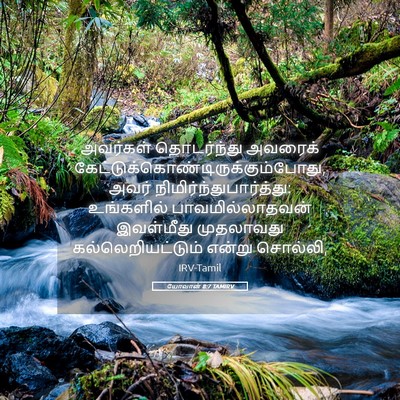 Picture 05 - யோவான் 8:7 TAMIRV - அவர்கள் தொடர்ந்து - Bible Verse Picture