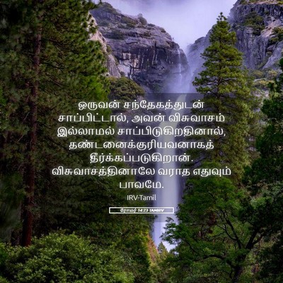 Picture 05 - ரோமர் 14:23 TAMIRV - ஒருவன் - Bible Verse Picture