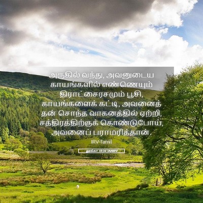 Picture 05 - லூக்கா 10:34 TAMIRV - அருகில் வந்து, - Bible Verse Picture