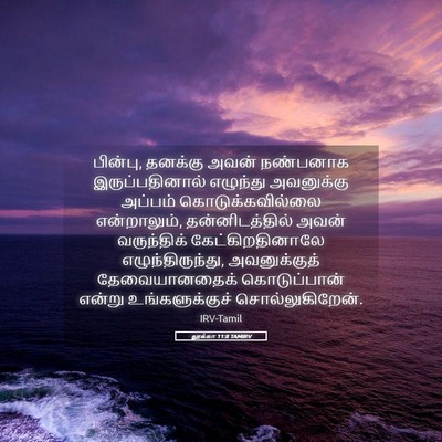 Picture 05 - லூக்கா 11:8 TAMIRV - பின்பு, தனக்கு - Bible Verse Picture