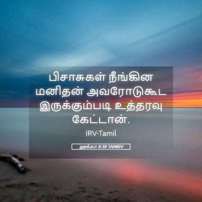Picture 05 - லூக்கா 8:38 TAMIRV - பிசாசுகள் நீங்கின - Bible Verse Picture