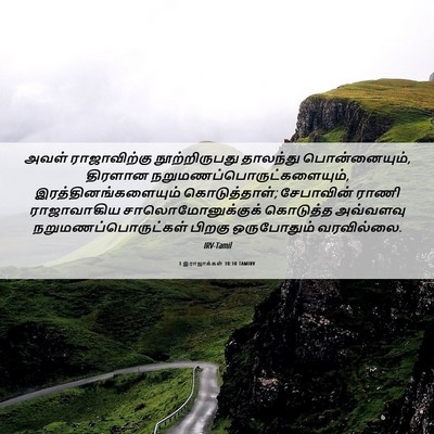 Picture 06 - 1 இராஜாக்கள் 10:10 TAMIRV - அவள் ராஜாவிற்கு - Bible Verse Picture