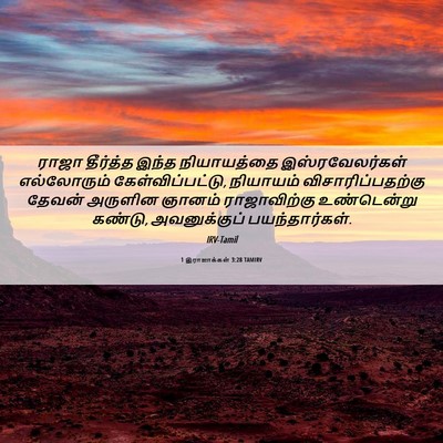 Picture 06 - 1 இராஜாக்கள் 3:28 TAMIRV - ராஜா தீர்த்த இந்த - Bible Verse Picture