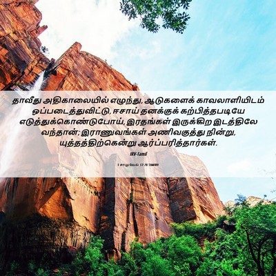 Picture 06 - 1 சாமுவேல் 17:20 TAMIRV - தாவீது - Bible Verse Picture