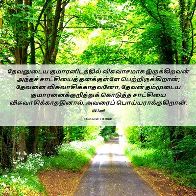 Picture 06 - 1 யோவான் 5:10 TAMIRV - தேவனுடைய - Bible Verse Picture