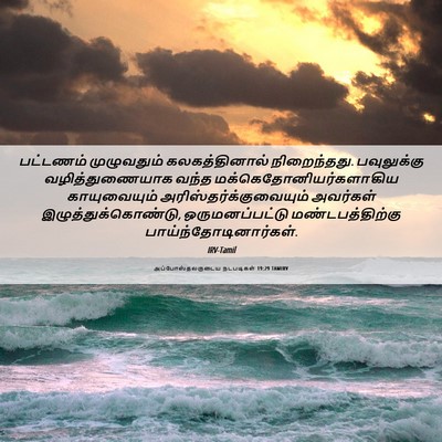 Picture 06 - அப்போஸ்தலருடைய நடபடிகள் 19:29 TAMIRV - பட்டணம் முழுவதும் - Bible Verse Picture