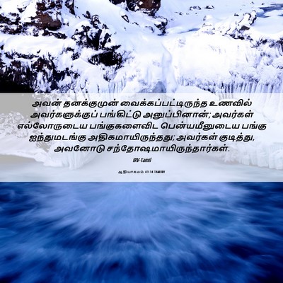 Picture 06 - ஆதியாகமம் 43:34 TAMIRV - அவன் தனக்குமுன் - Bible Verse Picture