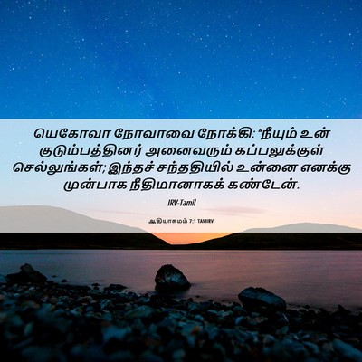 Picture 06 - ஆதியாகமம் 7:1 TAMIRV - யெகோவா நோவாவை - Bible Verse Picture