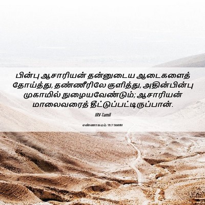 Picture 06 - எண்ணாகமம் 19:7 TAMIRV - பின்பு ஆசாரியன் - Bible Verse Picture