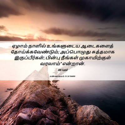 Picture 06 - எண்ணாகமம் 31:24 TAMIRV - ஏழாம் நாளில் - Bible Verse Picture