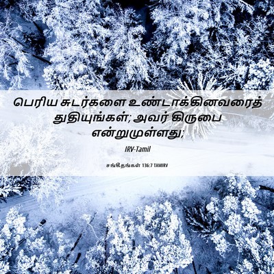 Picture 06 - சங்கீதங்கள் 136:7 TAMIRV - பெரிய சுடர்களை - Bible Verse Picture