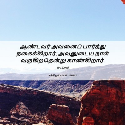 Picture 06 - சங்கீதங்கள் 37:13 TAMIRV - ஆண்டவர் அவனைப் - Bible Verse Picture