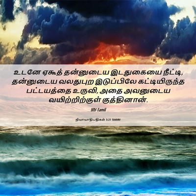 Picture 06 - நியாயாதிபதிகள் 3:21 TAMIRV - உடனே ஏகூத் - Bible Verse Picture