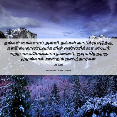 Picture 06 - நியாயாதிபதிகள் 7:6 TAMIRV - தங்கள் கைகளால் - Bible Verse Picture