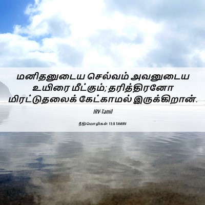 Picture 06 - நீதிமொழிகள் 13:8 TAMIRV - மனிதனுடைய செல்வம் - Bible Verse Picture