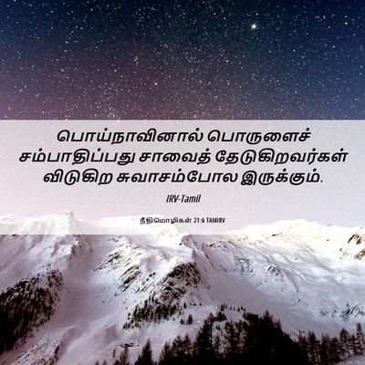 Picture 06 - நீதிமொழிகள் 21:6 TAMIRV - பொய்நாவினால் - Bible Verse Picture