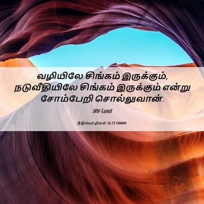 Picture 06 - நீதிமொழிகள் 26:13 TAMIRV - வழியிலே சிங்கம் - Bible Verse Picture