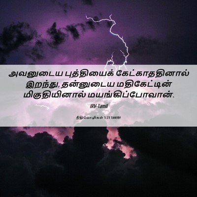 Picture 06 - நீதிமொழிகள் 5:23 TAMIRV - அவனுடைய - Bible Verse Picture