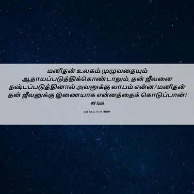 Picture 06 - மத்தேயு 16:26 TAMIRV - மனிதன் உலகம் - Bible Verse Picture