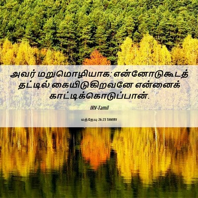 Picture 06 - மத்தேயு 26:23 TAMIRV - அவர் மறுமொழியாக: - Bible Verse Picture