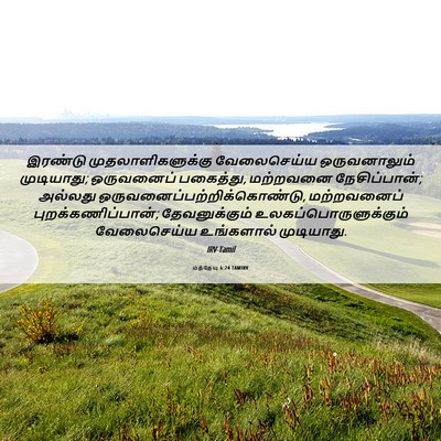 Picture 06 - மத்தேயு 6:24 TAMIRV - இரண்டு - Bible Verse Picture