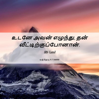 Picture 06 - மத்தேயு 9:7 TAMIRV - உடனே அவன் எழுந்து, - Bible Verse Picture